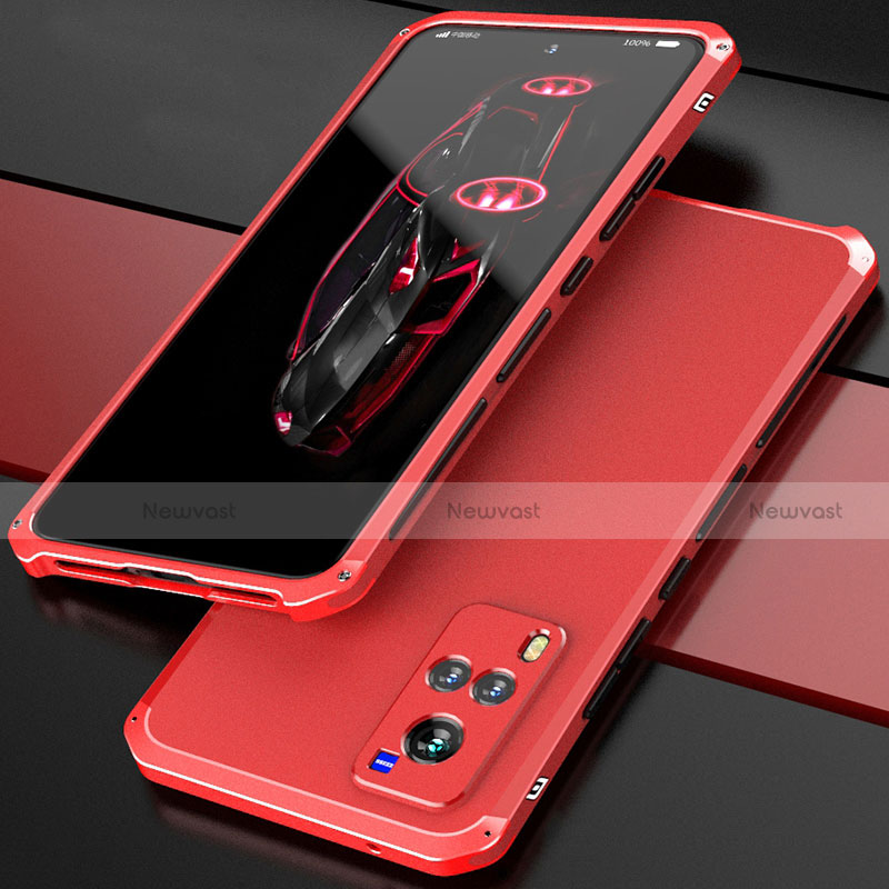 Luxury Aluminum Metal Cover Case 360 Degrees for Vivo X60 5G Red