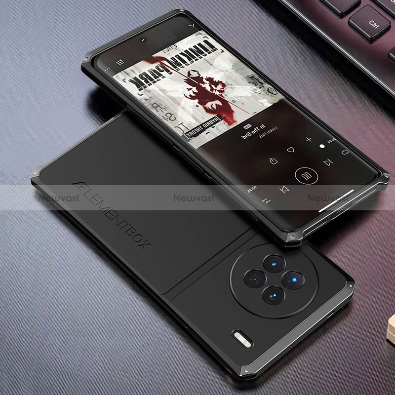 Luxury Aluminum Metal Cover Case 360 Degrees for Vivo X90 Pro 5G Black