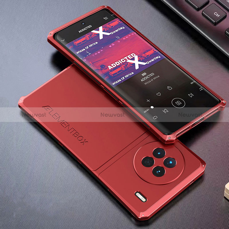 Luxury Aluminum Metal Cover Case 360 Degrees for Vivo X90 Pro 5G Red