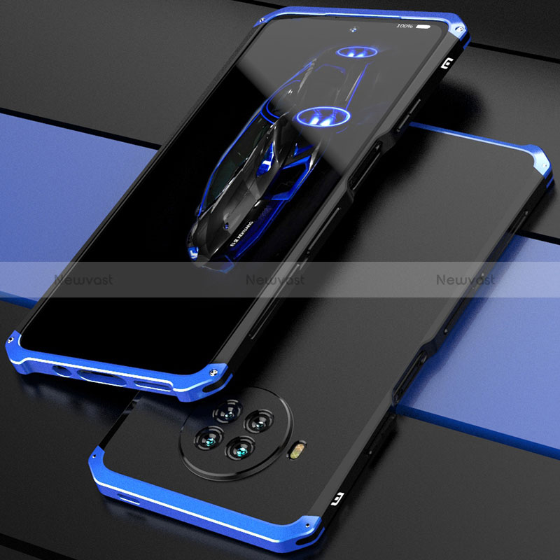 Luxury Aluminum Metal Cover Case 360 Degrees for Xiaomi Mi 10T Lite 5G Blue and Black
