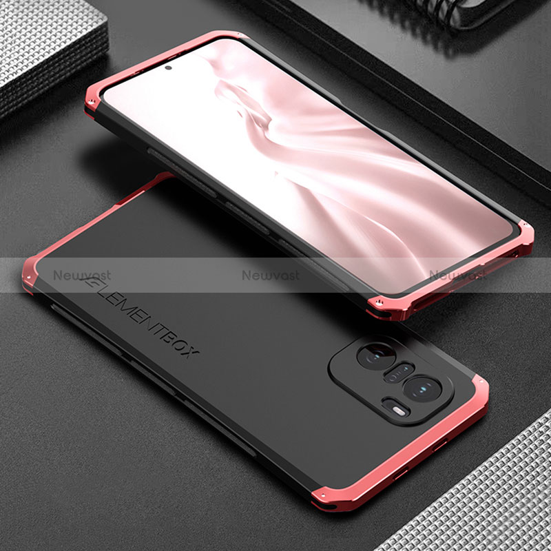 Luxury Aluminum Metal Cover Case 360 Degrees for Xiaomi Mi 11X Pro 5G Red and Black