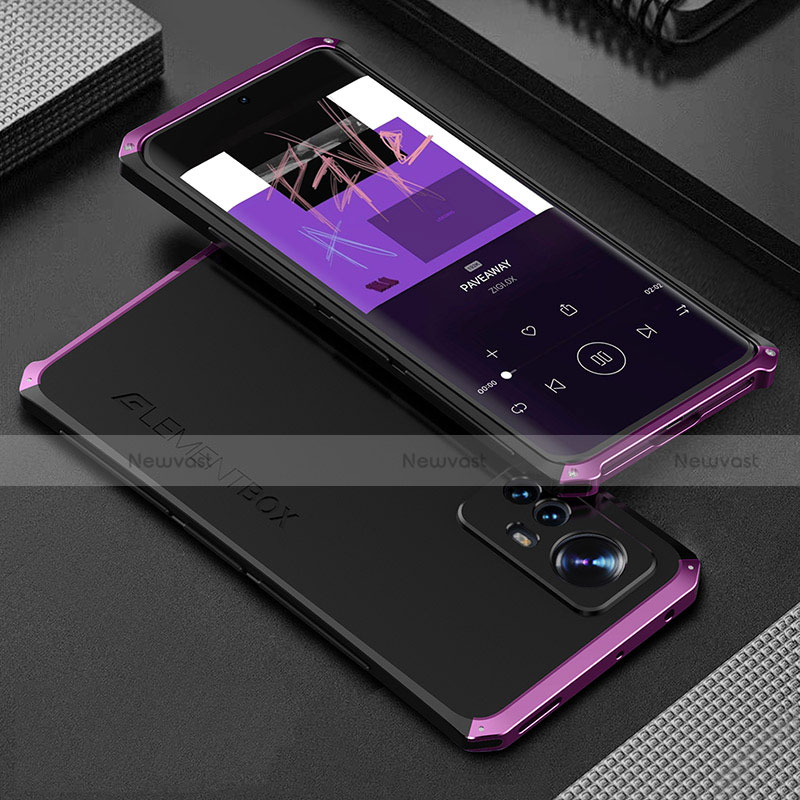 Luxury Aluminum Metal Cover Case 360 Degrees for Xiaomi Mi 12 5G Purple