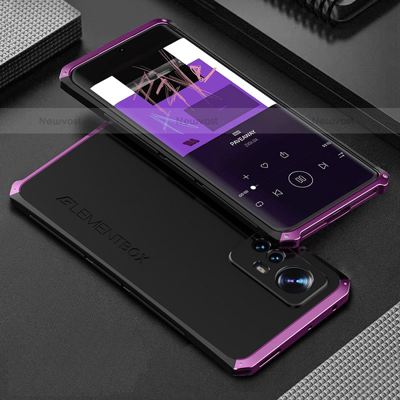 Luxury Aluminum Metal Cover Case 360 Degrees for Xiaomi Mi 12S 5G Purple