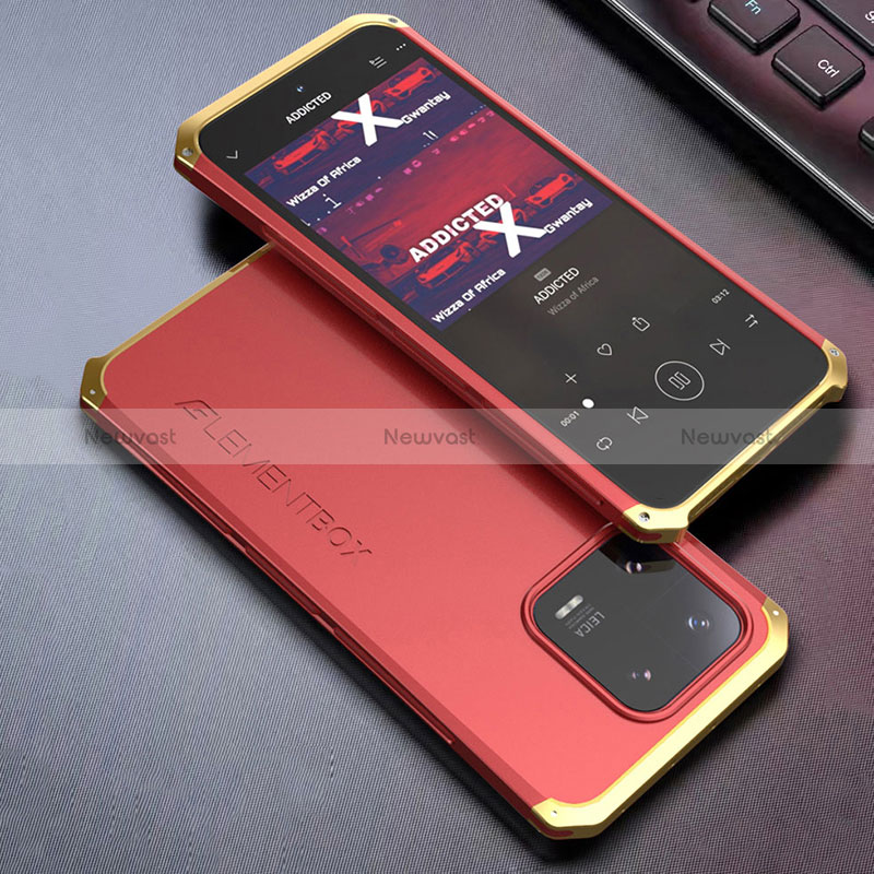 Luxury Aluminum Metal Cover Case 360 Degrees for Xiaomi Mi 13 5G Gold and Red