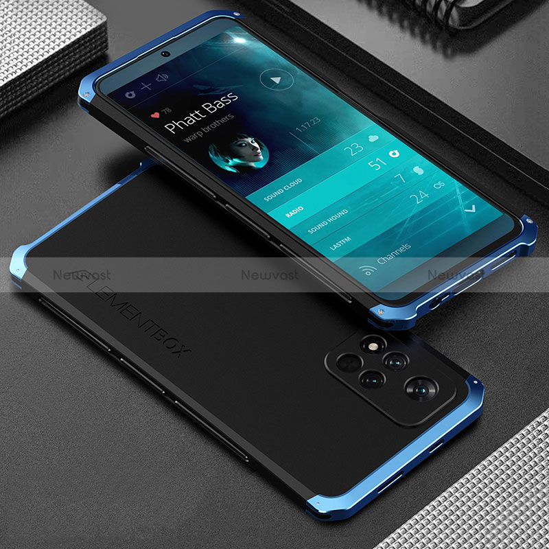 Luxury Aluminum Metal Cover Case 360 Degrees for Xiaomi Redmi Note 11 Pro+ Plus 5G Blue and Black