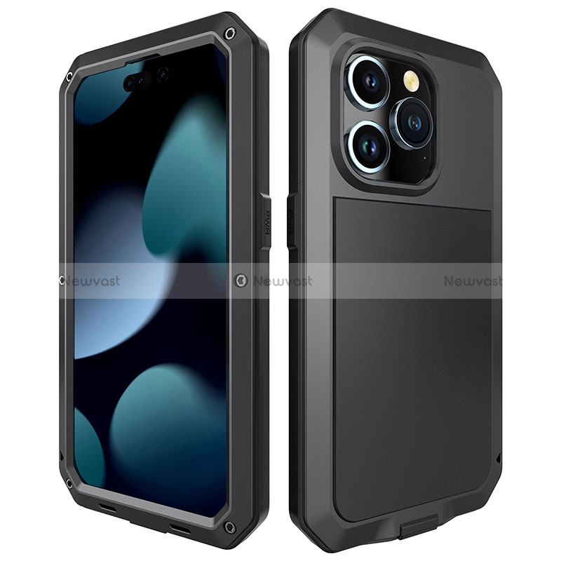 Luxury Aluminum Metal Cover Case 360 Degrees HJ1 for Apple iPhone 14 Pro Black