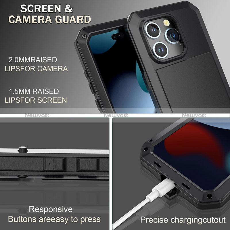 Luxury Aluminum Metal Cover Case 360 Degrees HJ2 for Apple iPhone 15 Plus
