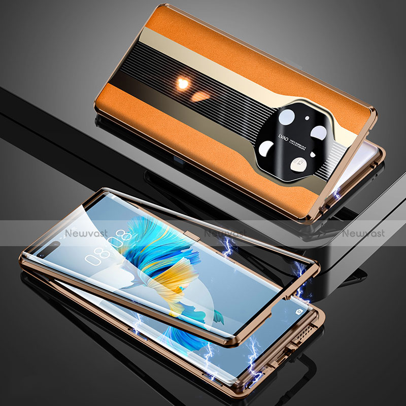 Luxury Aluminum Metal Cover Case 360 Degrees K03 for Huawei Mate 40 Pro Orange