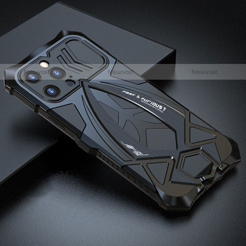 Luxury Aluminum Metal Cover Case 360 Degrees LF1 for Apple iPhone 14 Pro Black
