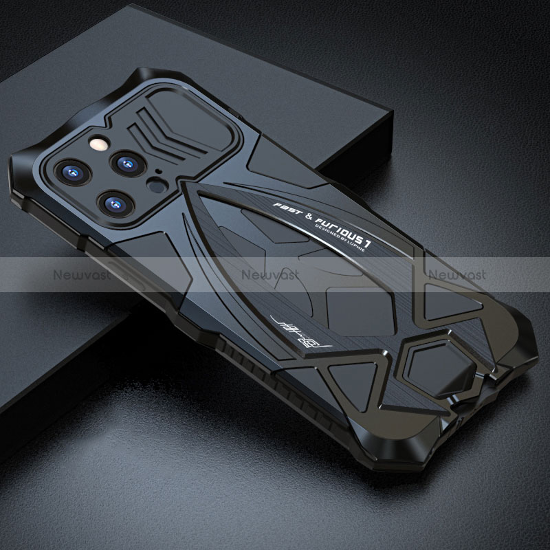 Luxury Aluminum Metal Cover Case 360 Degrees LF1 for Apple iPhone 14 Pro Max Black