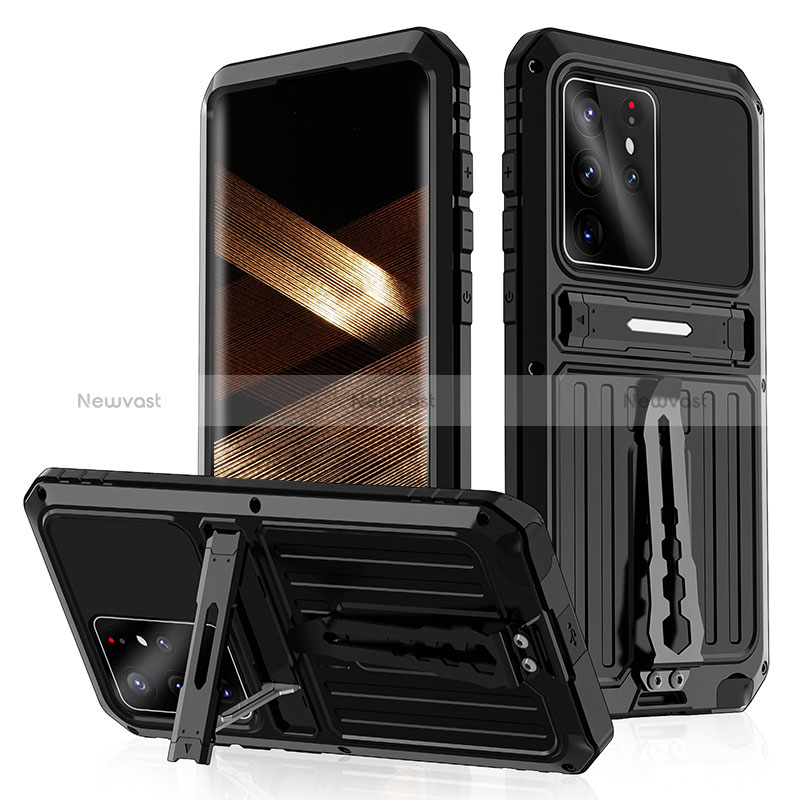 Luxury Aluminum Metal Cover Case 360 Degrees LK2 for Samsung Galaxy S23 Ultra 5G Black