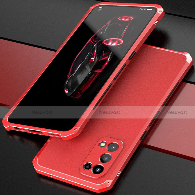 Luxury Aluminum Metal Cover Case 360 Degrees M01 for Oppo Find X3 Lite 5G Red