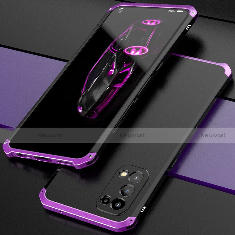 Luxury Aluminum Metal Cover Case 360 Degrees M01 for Oppo Reno5 5G Purple and Blue