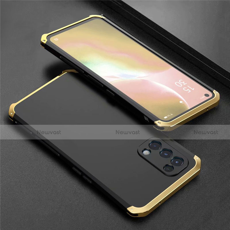 Luxury Aluminum Metal Cover Case 360 Degrees M02 for Oppo Find X3 Lite 5G Gold and Black