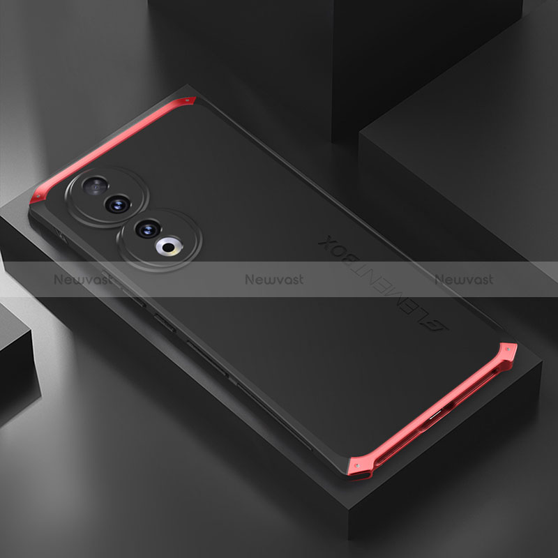 Luxury Aluminum Metal Cover Case 360 Degrees P01 for Huawei Honor 90 Pro 5G Red and Black