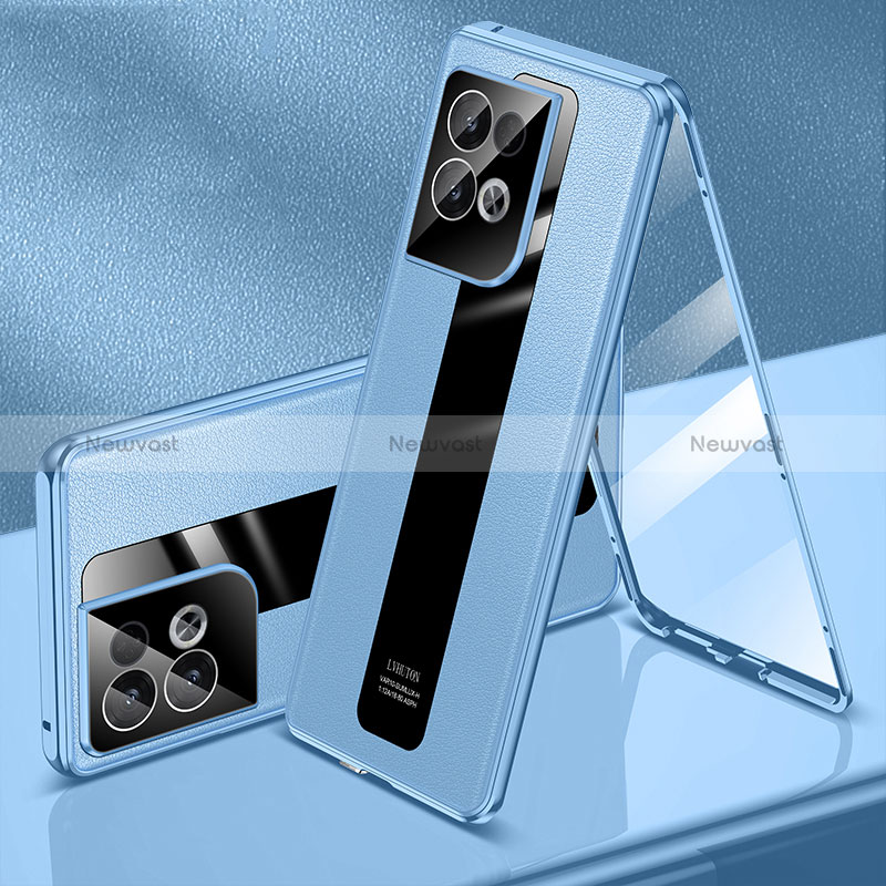 Luxury Aluminum Metal Cover Case 360 Degrees P01 for Oppo Reno8 Pro 5G Blue