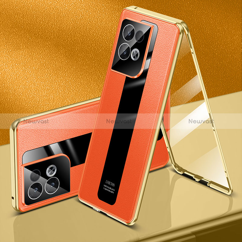 Luxury Aluminum Metal Cover Case 360 Degrees P01 for Oppo Reno9 5G Orange