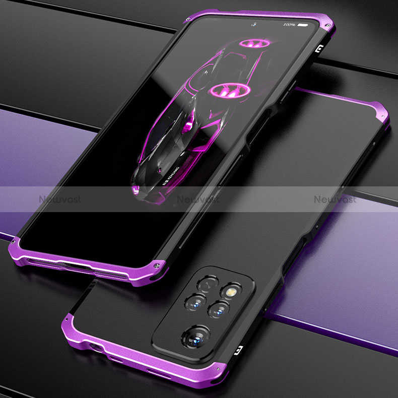Luxury Aluminum Metal Cover Case 360 Degrees P01 for Xiaomi Redmi Note 11 Pro+ Plus 5G Purple