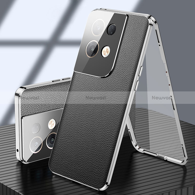 Luxury Aluminum Metal Cover Case 360 Degrees P02 for Oppo Reno8 5G Black