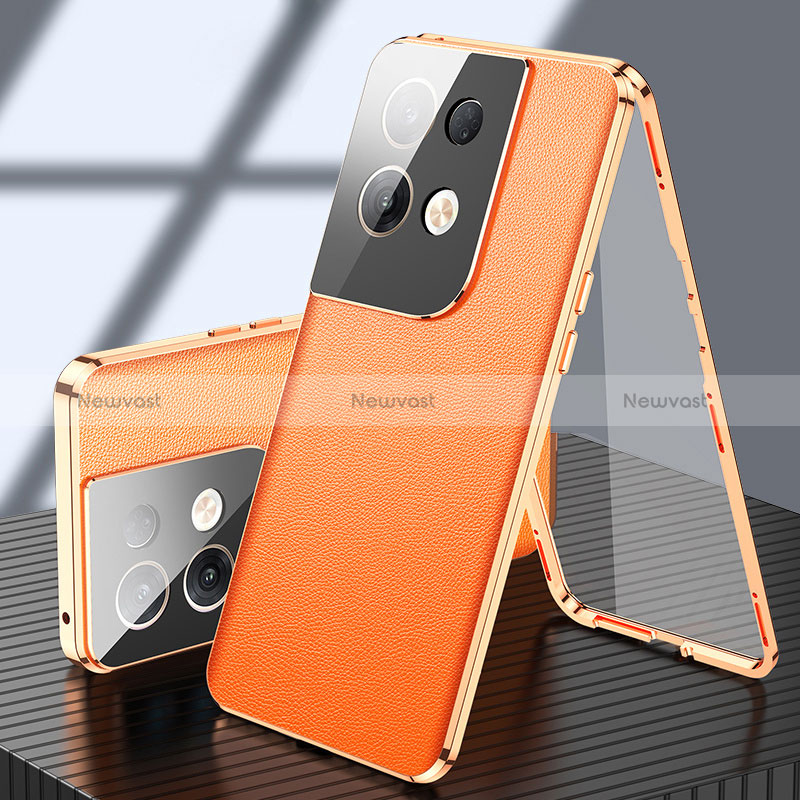 Luxury Aluminum Metal Cover Case 360 Degrees P02 for Oppo Reno8 Pro+ Plus 5G Orange