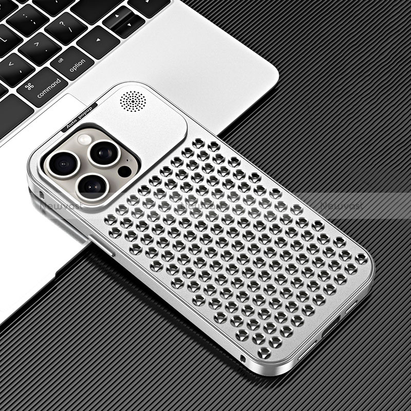 Luxury Aluminum Metal Cover Case 360 Degrees QC3 for Apple iPhone 14 Pro Max Silver