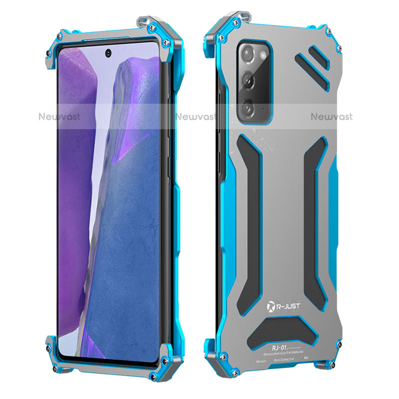 Luxury Aluminum Metal Cover Case 360 Degrees RJ1 for Samsung Galaxy Note 20 5G Blue