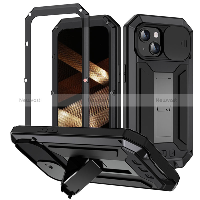Luxury Aluminum Metal Cover Case 360 Degrees RJ3 for Apple iPhone 13 Black