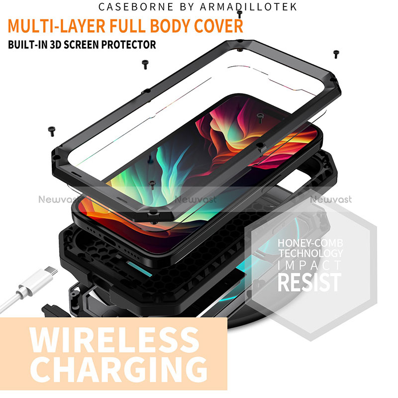Luxury Aluminum Metal Cover Case 360 Degrees RJ3 for Apple iPhone 13 Pro