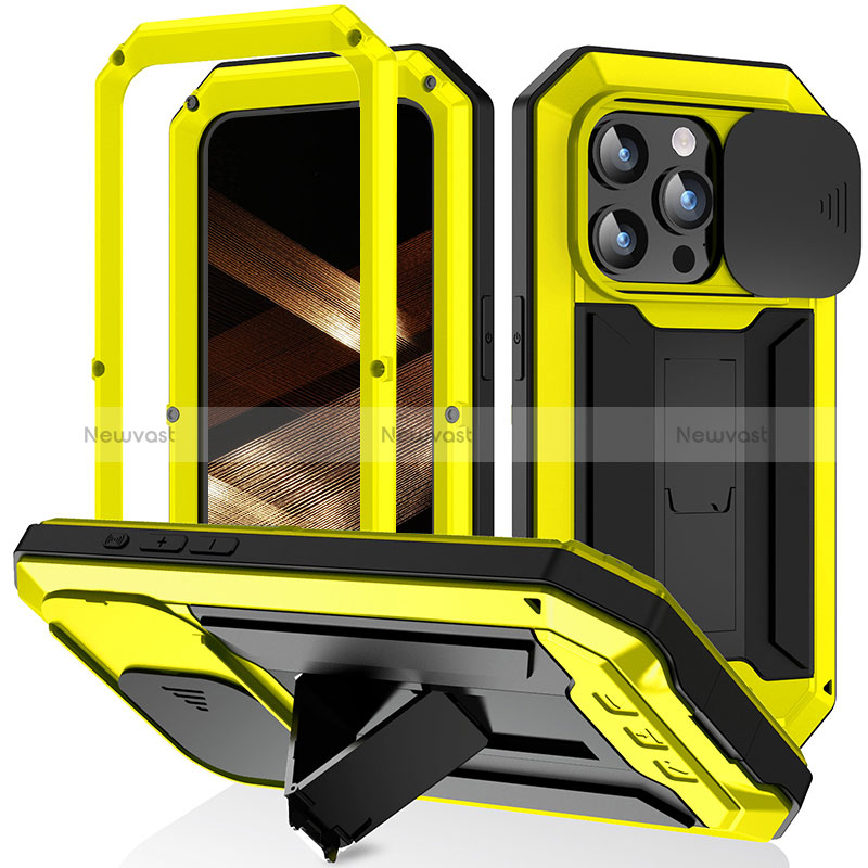 Luxury Aluminum Metal Cover Case 360 Degrees RJ3 for Apple iPhone 14 Pro Max Yellow