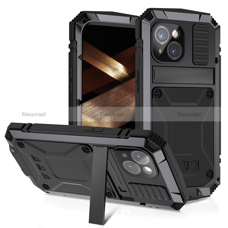 Luxury Aluminum Metal Cover Case 360 Degrees RJ4 for Apple iPhone 14 Plus Black
