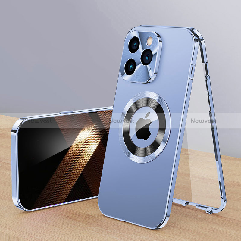 Luxury Aluminum Metal Cover Case 360 Degrees with Mag-Safe Magnetic P01 for Apple iPhone 15 Pro