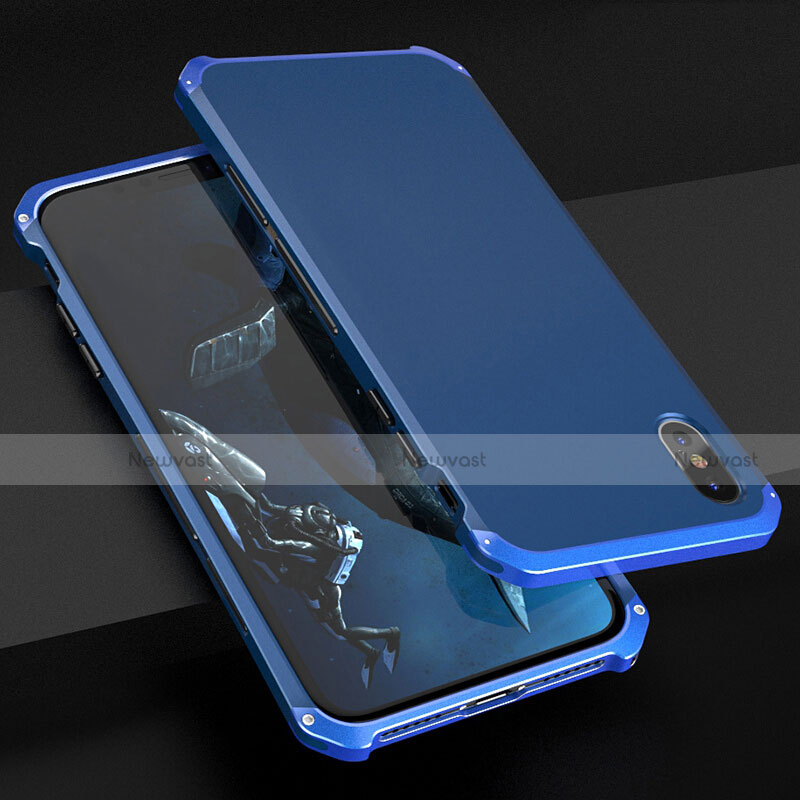 Luxury Aluminum Metal Cover Case for Apple iPhone X Blue