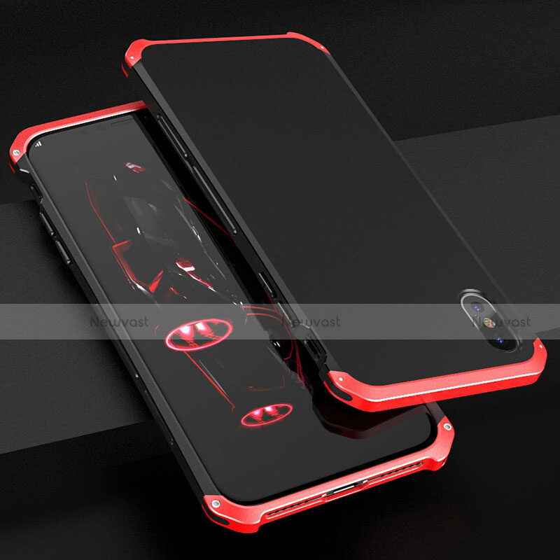 Luxury Aluminum Metal Cover Case for Apple iPhone Xs Red and Black