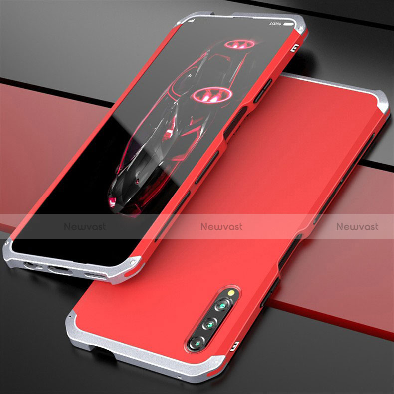Luxury Aluminum Metal Cover Case for Huawei Honor 9X Pro Silver and Red