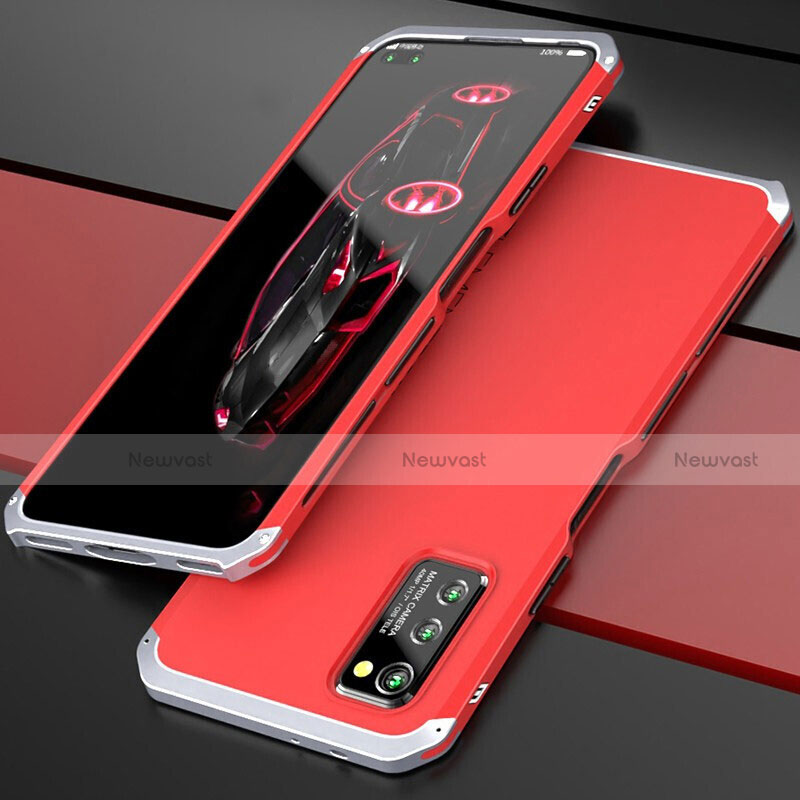 Luxury Aluminum Metal Cover Case for Huawei Honor V30 Pro 5G Silver and Red
