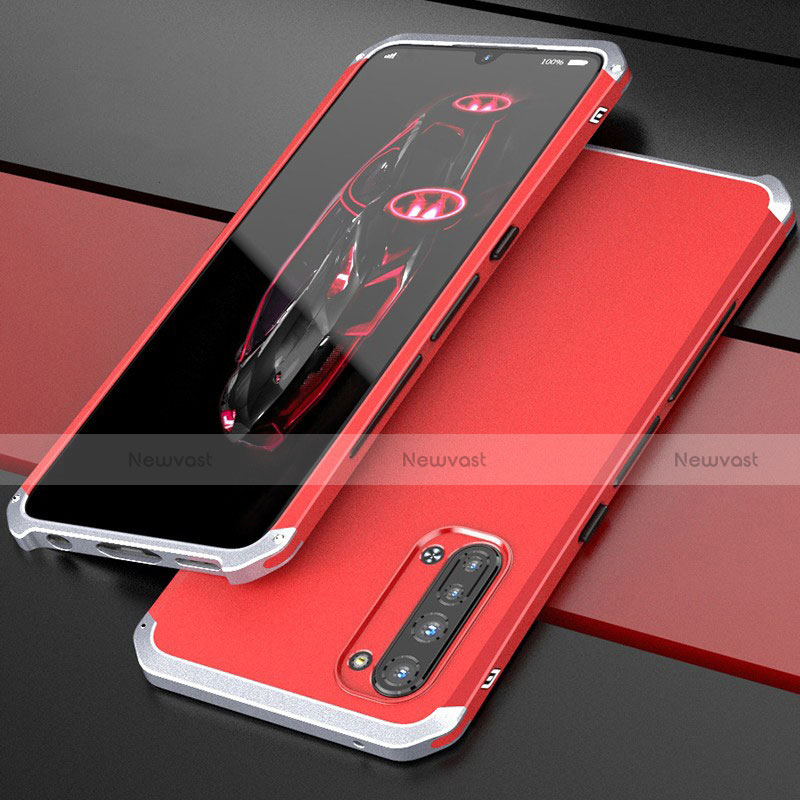 Luxury Aluminum Metal Cover Case for Oppo Find X2 Lite Silver and Red