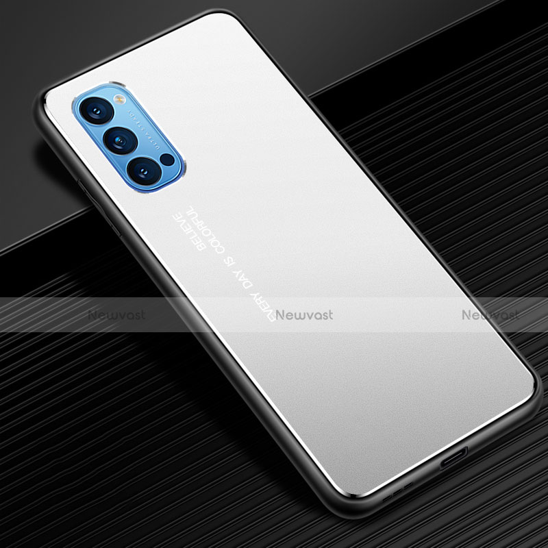 Luxury Aluminum Metal Cover Case for Oppo Reno4 5G Silver