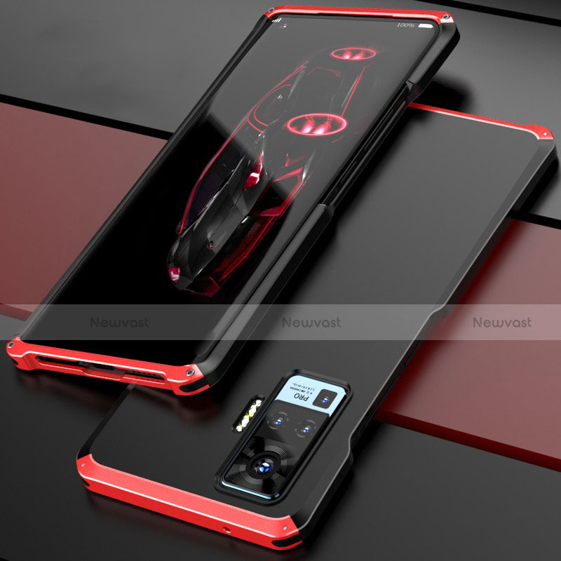 Luxury Aluminum Metal Cover Case for Vivo X50 Pro 5G Red and Black