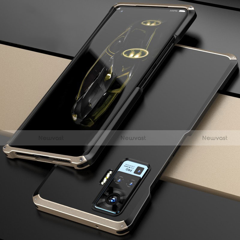 Luxury Aluminum Metal Cover Case for Vivo X51 5G Gold and Black