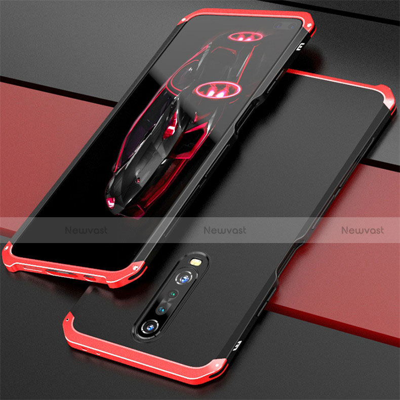 Luxury Aluminum Metal Cover Case for Xiaomi Poco X2 Red and Black