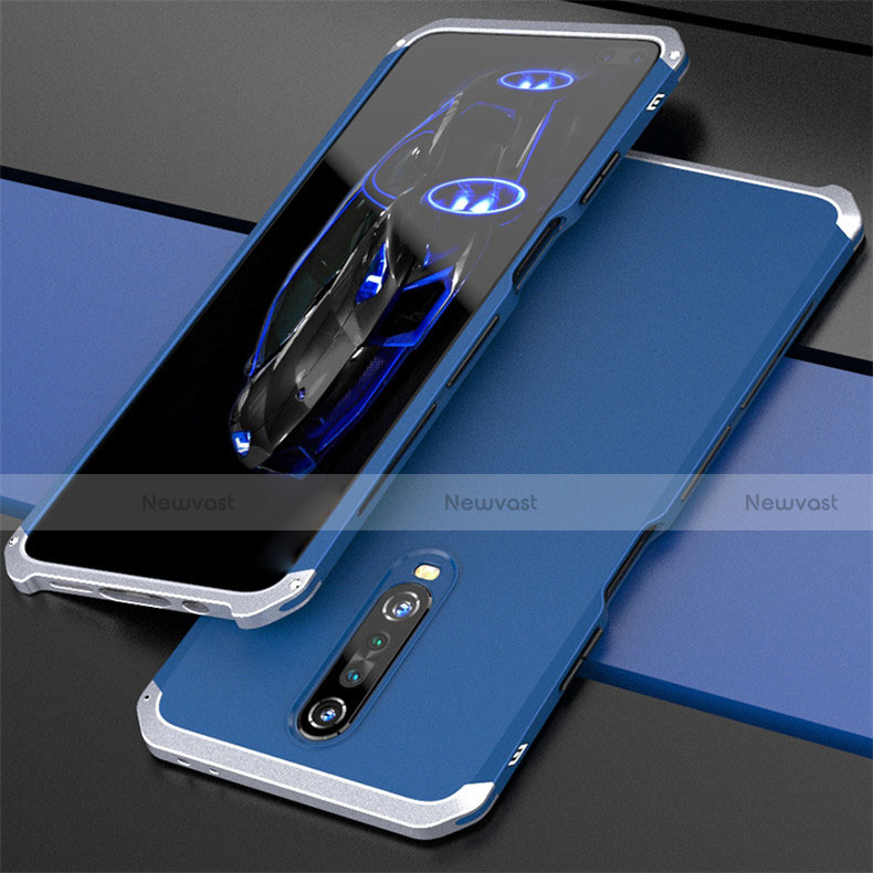 Luxury Aluminum Metal Cover Case for Xiaomi Redmi K30 5G Silver and Blue