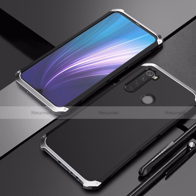 Luxury Aluminum Metal Cover Case for Xiaomi Redmi Note 8 (2021) Silver and Black