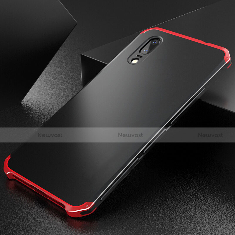 Luxury Aluminum Metal Cover Case M01 for Huawei P20 Red and Black