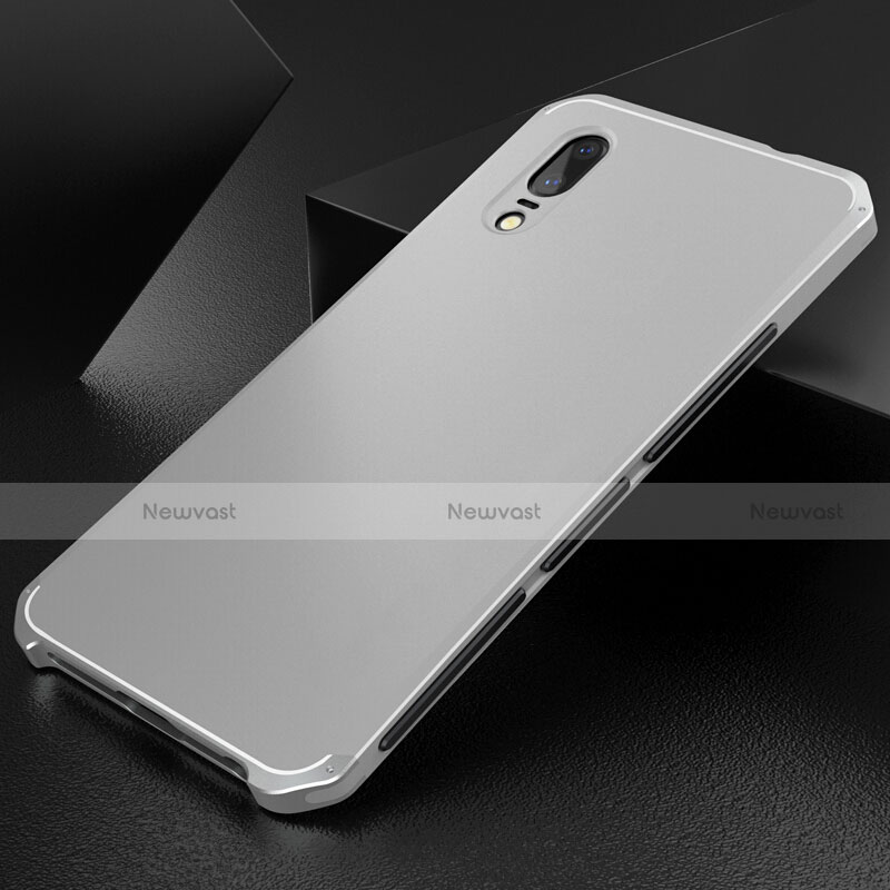 Luxury Aluminum Metal Cover Case M01 for Huawei P20 Silver
