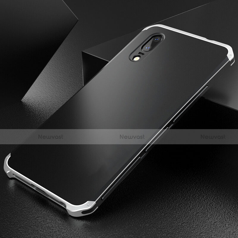 Luxury Aluminum Metal Cover Case M01 for Huawei P20 Silver and Black