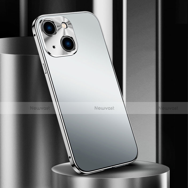 Luxury Aluminum Metal Cover Case M02 for Apple iPhone 14 Plus Silver