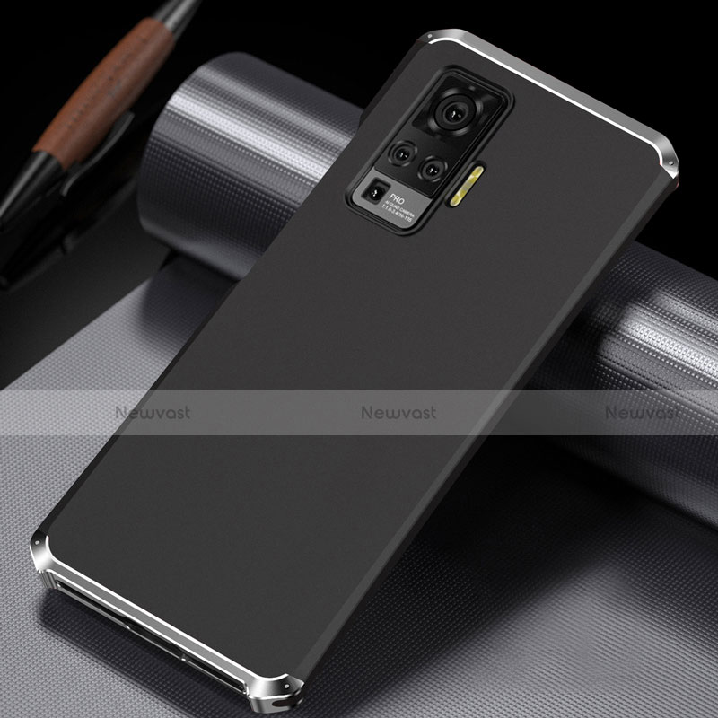 Luxury Aluminum Metal Cover Case M02 for Vivo X50 Pro 5G Silver and Black