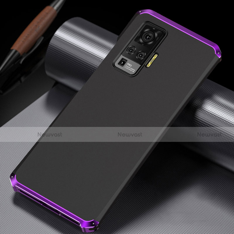 Luxury Aluminum Metal Cover Case M02 for Vivo X51 5G Purple and Blue