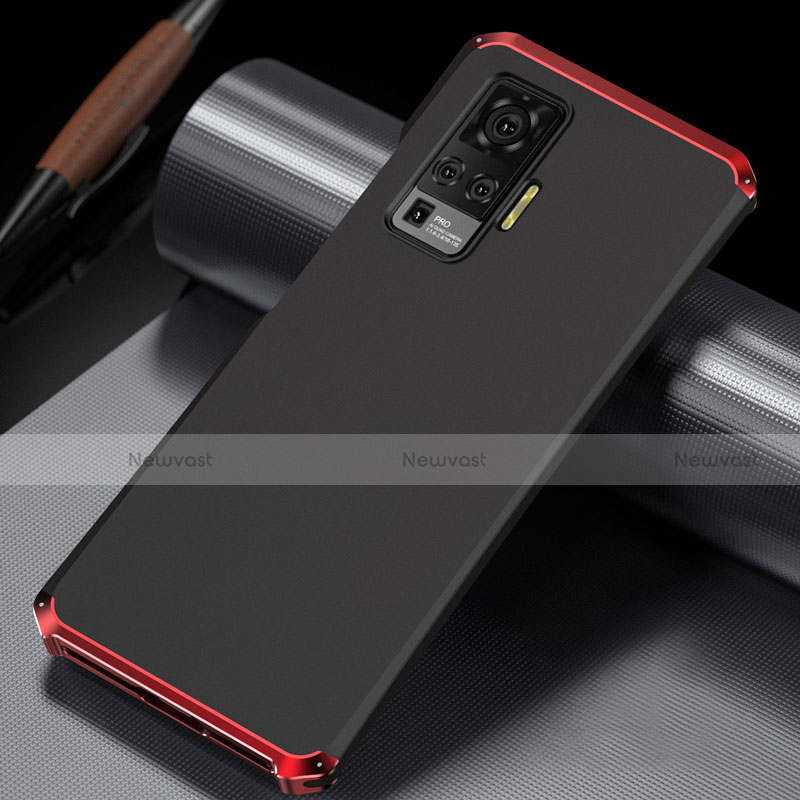Luxury Aluminum Metal Cover Case M02 for Vivo X51 5G Red and Black