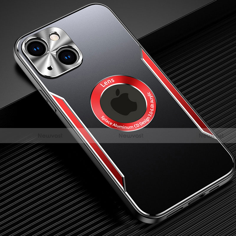 Luxury Aluminum Metal Cover Case M07 for Apple iPhone 15 Plus Red